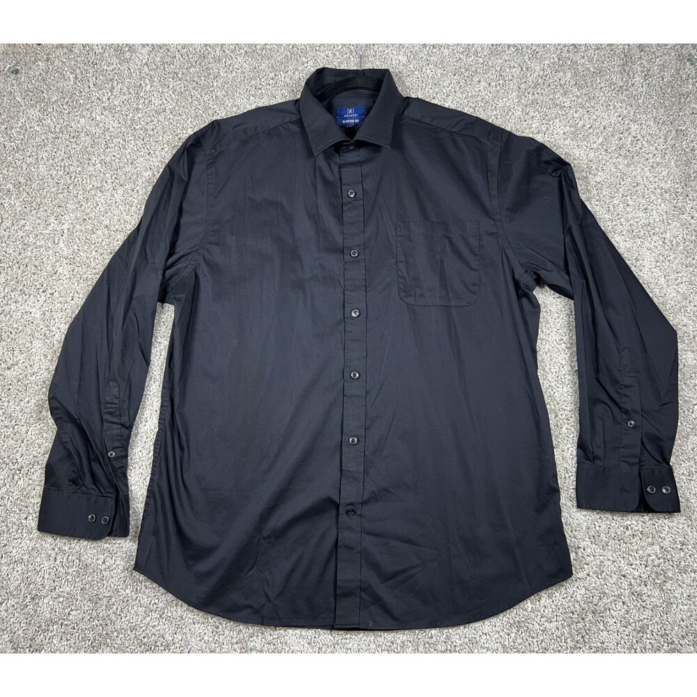 George Black Dress Shirt XL 46-48 Classic Fit Button Down Stretch Cotton